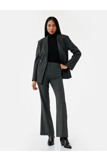 Koton Slim Fit Buttoned Spanish Leg Fabric Trousers