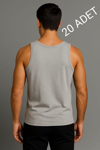 enmodaiçgiyim Gray 20-Pack Cotton Combed Classic Strap Men's Undershirts – Breathable, Comfortable Fit, Everyday Wear