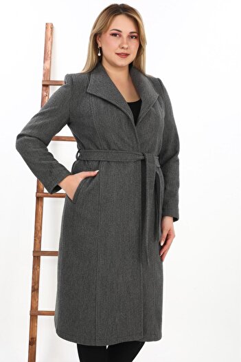 BEMOL GİYİM Women's Gray Trench Coat