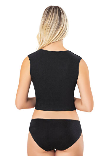 Zeta Group Women's Camisole Combed Cotton-Square Neck Style Padded Crop Solid Black-6-Piece - Black - Ilc2.Kok-6S80A6- Si