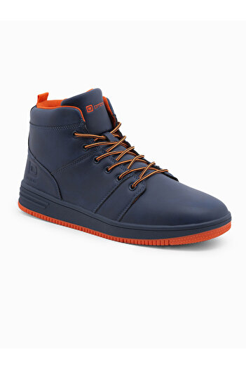 OMBRE Men's insulated sneakers ankle boots - navy blue V3 OM-FOSH-0123