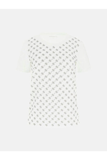 Guess Γυναικείο μπλουζάκι Allover σε λευκό χρώμα Regular Fit W5BI21I3Z14-G011