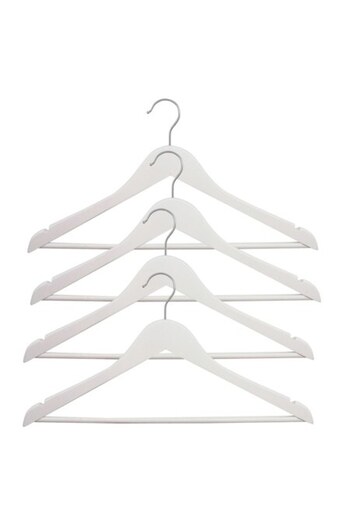 SHOPIENS Set 4 universal hangers Shopiens, wood, L 44.5 cm, white
