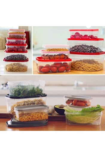 SHOPIENS Set 6 food storage containers from transparent plastic Shopiens®, multicolored, different sizes