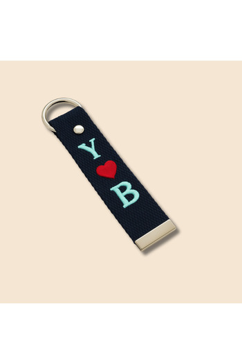 Tesbihane Student-Specific Lanyard Tag with Steel Buckle - Navy Blue - 2 Letters on Durable Fabric - Symbol Embroidered