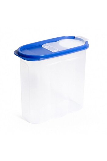 SHOPIENS Transparent Plastic Cereal Storage Container with Blue Lid, 1.7 L