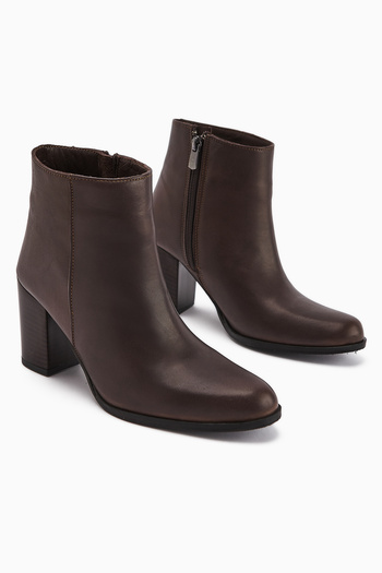Limoya Teres Genuine Leather Brown Heeled Women's Boots