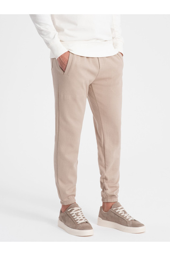 OMBRE CARROT men's structured knit sweatpants - beige V2 OM-PASK-0143