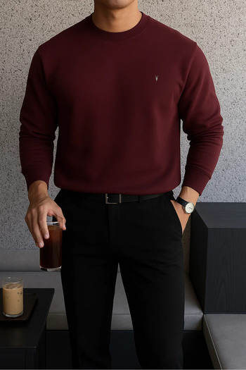 COMBİNE MİCHAİL Erkek Kışlık Salaş Basic Bordo Sweatshirt