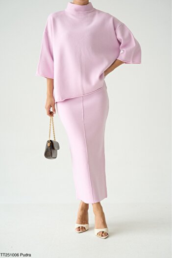 CADDELAMODA Women's Half Turtleneck Sweater Maxi Skirt Knitwear Set
