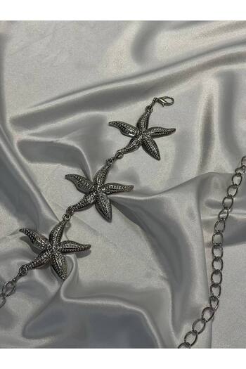 Fiori Star Silver Detailed Women's Waist Chain Waist Belt, Dress Belt, Skirt Belt, Trouser Belt