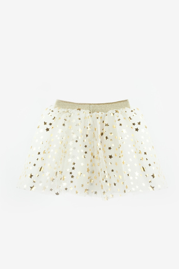 Le Mabelle White Star Printed Girl's Tulle Skirt - Pauline