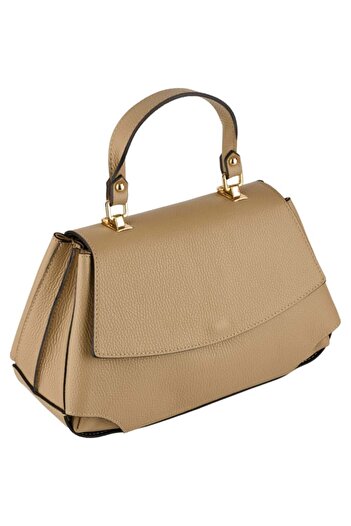 AZZURA Imogen bag made of 100% natural leather, light taupe, 8243