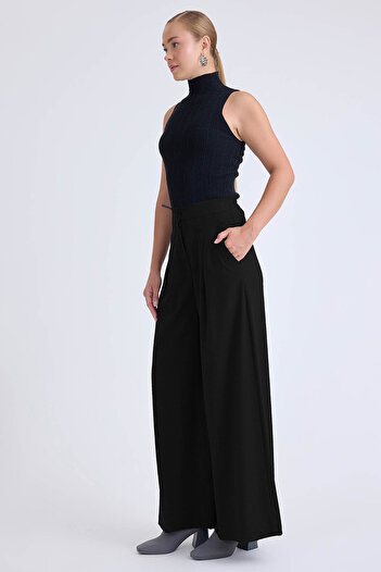 Vitrin Two-Button Elastic Waist Pleated Trousers