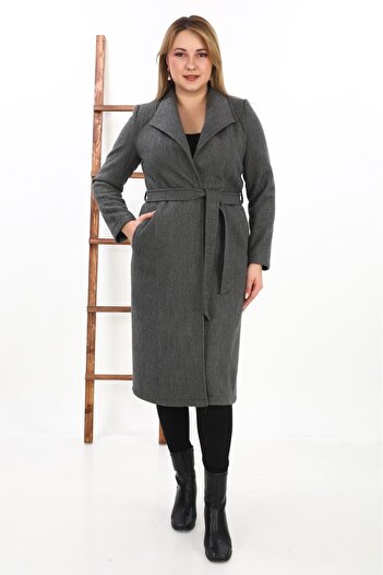 BEMOL GİYİM Women's Gray Trench Coat