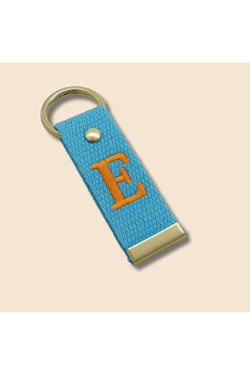 Tesbihane Steel Buckle - Student-Specific Name Tag - Turquoise - Letter on Durable Fabric - Symbol Embroidered