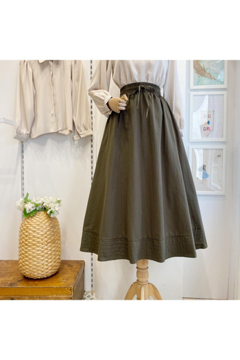 Faya Boutique Khaki Green Elastic Waist Zeran Skirt