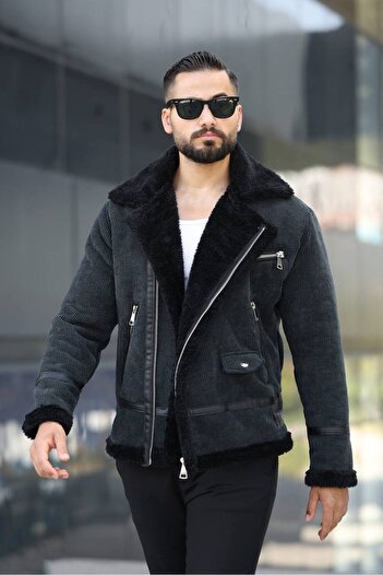 BASEL.CO Trendy Velvet Biker Coat with Fur Inside - Matches Casual and Special Outfits