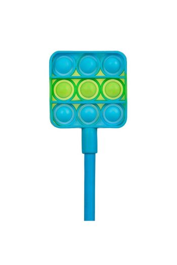 SHOPIENS Creion Rotund Blue cu Pop It Fidget Patrat, Bleu, Antistres, pentru Baieti