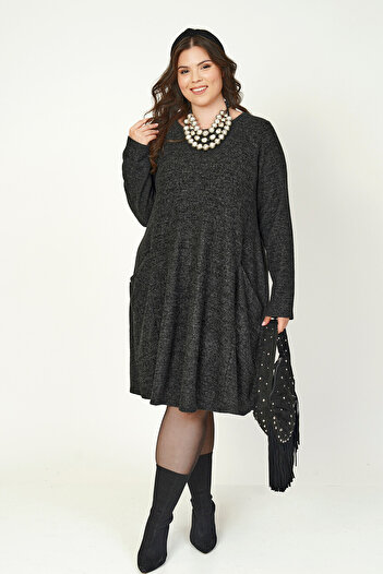 Büyük Moda Tricot Dress with Side Pocket Detail