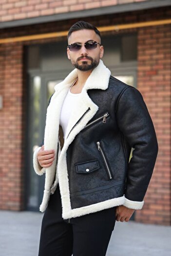BASEL.CO Winter Fur-Lined Napa Leather Biker Jacket - Stylish and Warm Design