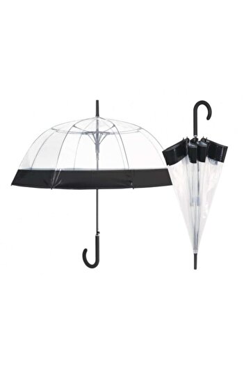 Perletti Automatic Ladies' Umbrella Dome Shape with Black Edge, 89 cm Diameter