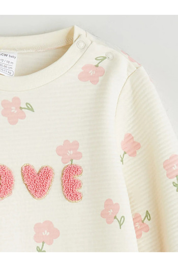 LC Waikiki Crew Neck Floral Baby Girl Jumpsuit