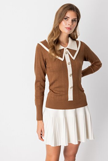 ON Double Collar Button Detailed Knitwear Sweater