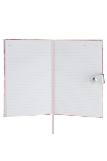 SHOPIENS Notebook Agenda Notite A5 80 Sheets with Metal Clip Closure Hard Cover Tie Dye Pink and Silver Stars