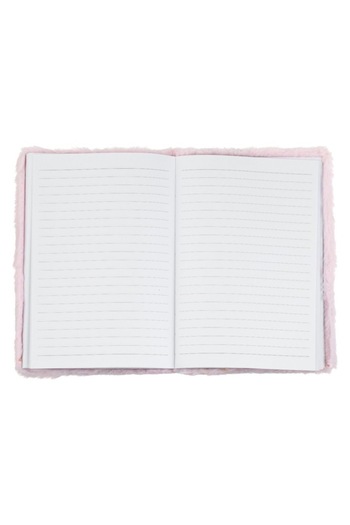 SHOPIENS Notes A5 80 Sheets Hard Cover Fancy with Pink Fur and 3D Rainbow Globe with Confetti