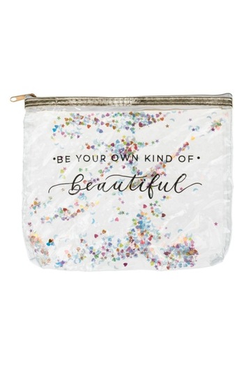 SHOPIENS Summer cosmetic bag Shopiens®, transparent with golden zipper, 20 x 17 cm
