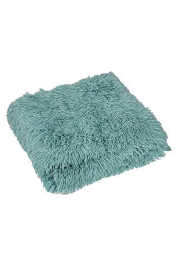 SHOPIENS Fluffy Decorative Blanket, Shaggy Soft Texture, Mint Green, 160 x 130 cm