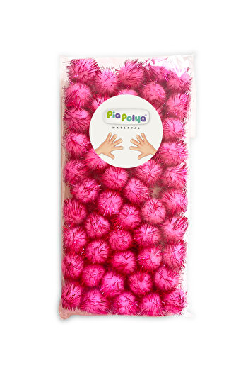 piapolya Glitter Pompom |   Pink |   2cm |   50 Pieces