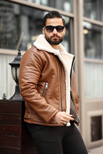BASEL.CO Ανδρικό δερμάτινο παλτό Premium Shearling - Ειδικό Σχέδιο με Γούνα