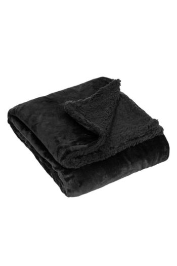 SHOPIENS ® Orka Decorative Blanket, Velvet, Double-Sided, Black, 160 x 130 cm