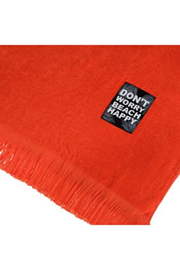 SHOPIENS Cotton Beach Towel, Orange, Shopiens® with Don't worry Beach Happy Patch, 90 x 170 cm