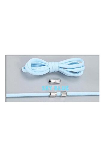 Mirfa Elastic No Tie Shoe Lace Pair (Bsby Blue Lace With Silver Cap)
