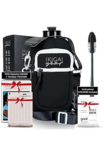Generic IKIGAI HydroBoost 2.2L Water Jug – Large Gym Bottle with Insulated Sleeve, Strap & Brush – BPA-F