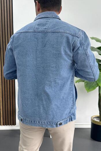Edwox Men's Slim Fit Denim Jacket Blue Edw414