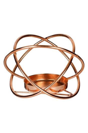 SHOPIENS Metal Support Shopiens® with Rose Gold Rings for Tealight Candles, 11 x 11 x 8 cm