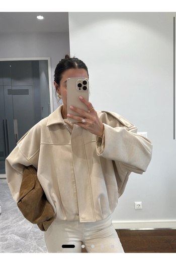 Bak'ap Trent Viral Yarasa Low Sleeve Oversize Suede Bomber Jacket