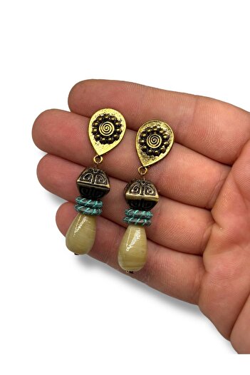dela otantik Handmade Ethnic Drop Beaded Dangle Earrings – Colorful Authentic Bohemian Bijouterie Jewelry