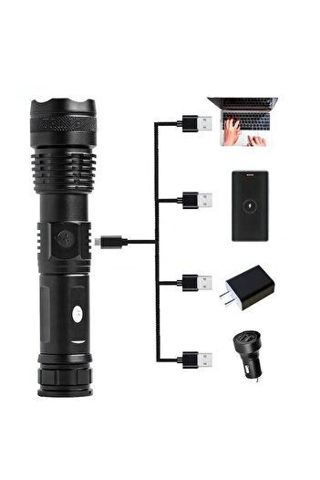 cribeau Rechargeable XHP50 LED Flashlight, Cribeau, 5 Modes, 5000 Lumens, Black