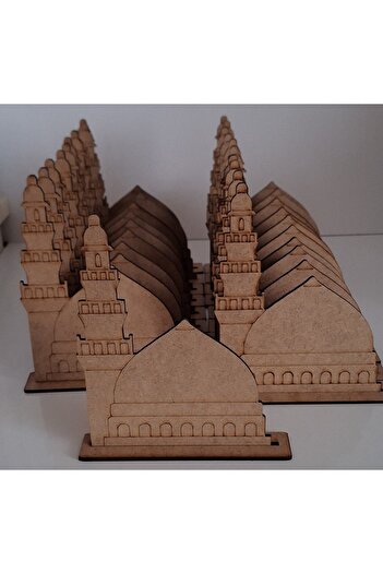 Ebrulisler 20 Pieces Mosque Nebevi Wooden Painting Religious Activity School Course Event Mevlid Candlestick Set