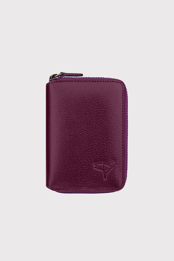 Garbalia Chain Genuine Leather Plum Unisex Card Holder Wallet