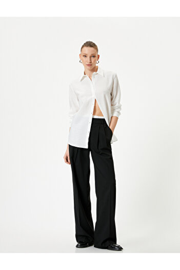 Koton Long Sleeve Shirt Double Flap Pocket Detail Classic Collar Viscose Fabric