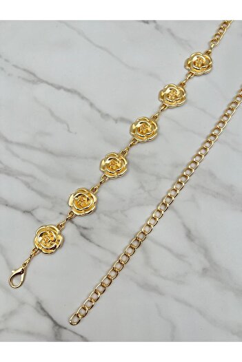 Mynoa Rose Pattern Women's Belt, Chain Belt, Waist Belt, Trouser Belt, Coat Belt,