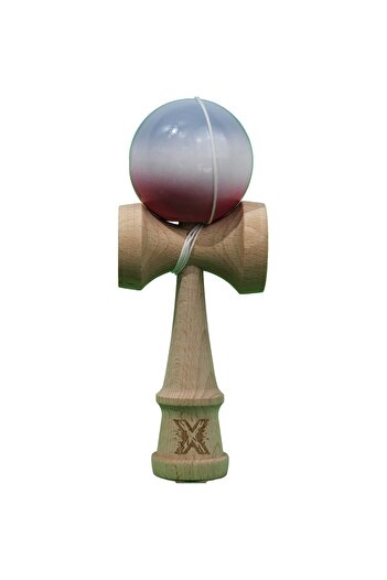 Flippy Jucarie Kendama, Flippy, Kendama Original Super Sticky, Lemn, 18 cm, Gradient Rosu Alb Gri
