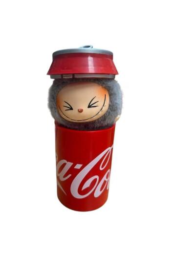 OEM LaBubu figurine in CocaCola box, plush, soft and fluffy, gray, 25 cm, 3 years+