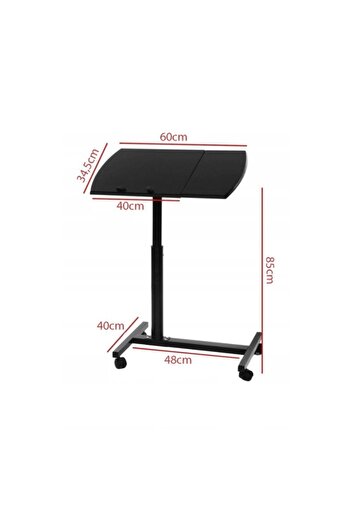 KESNUP Laptop/tablet table with wheels, height adjustable, Black